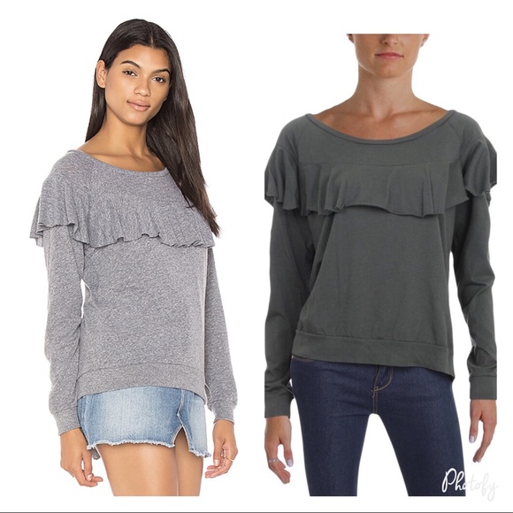 Nation LTD ruffle long sleeve banded tee - Picture 5 of 8